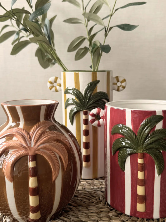 Aardewerk vaas Palma bruin