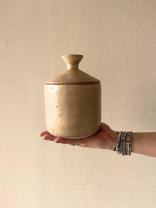 Aardewerk potten beige set van 2