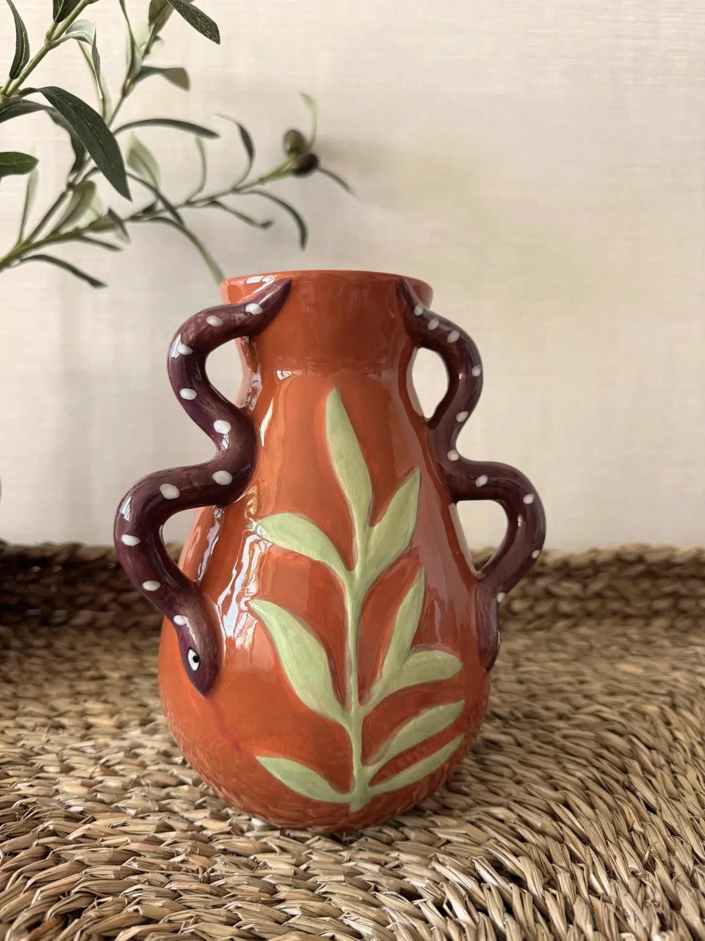 Aardewerk vaas Viperis oranje