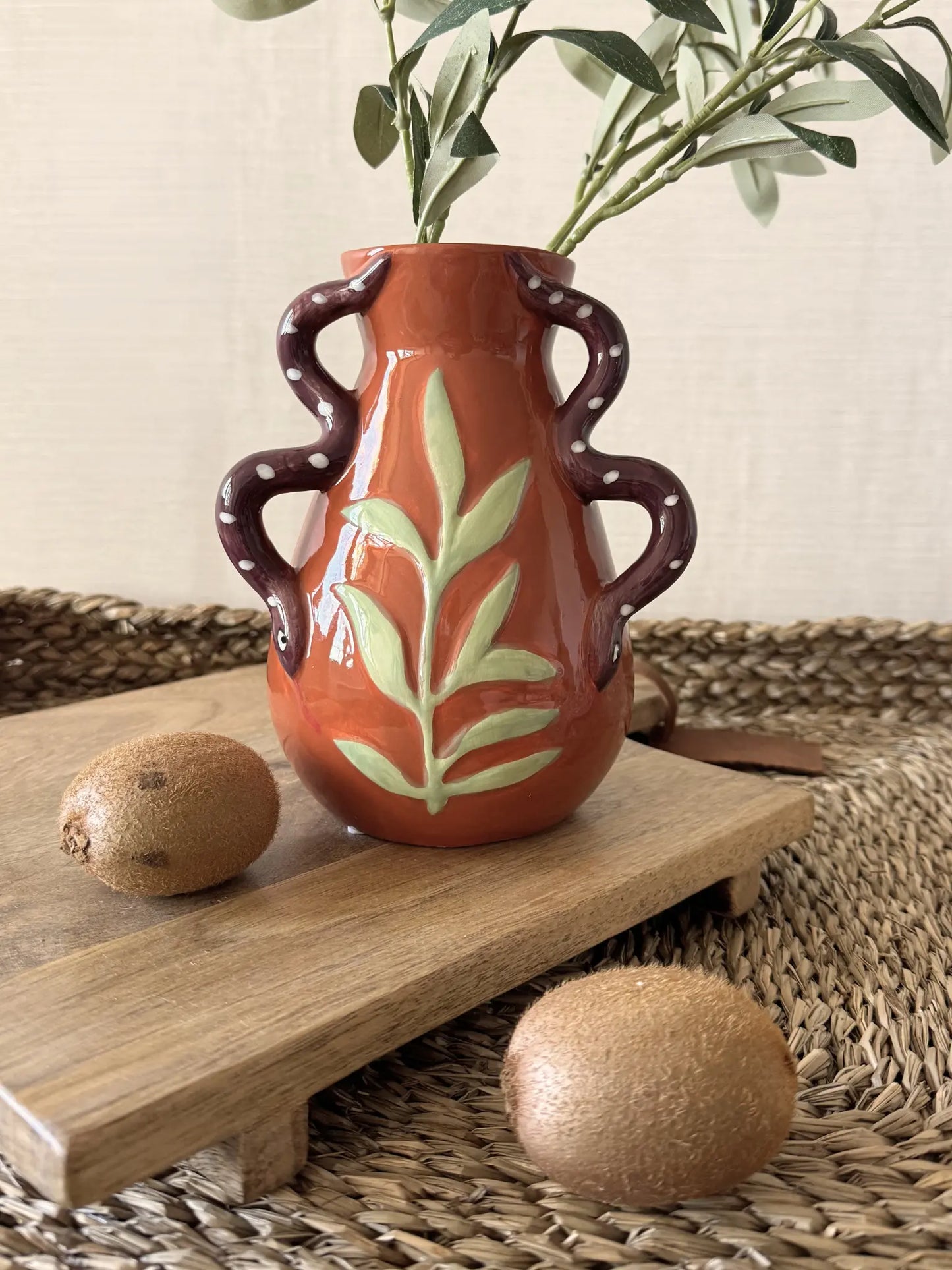 Aardewerk vaas Viperis oranje