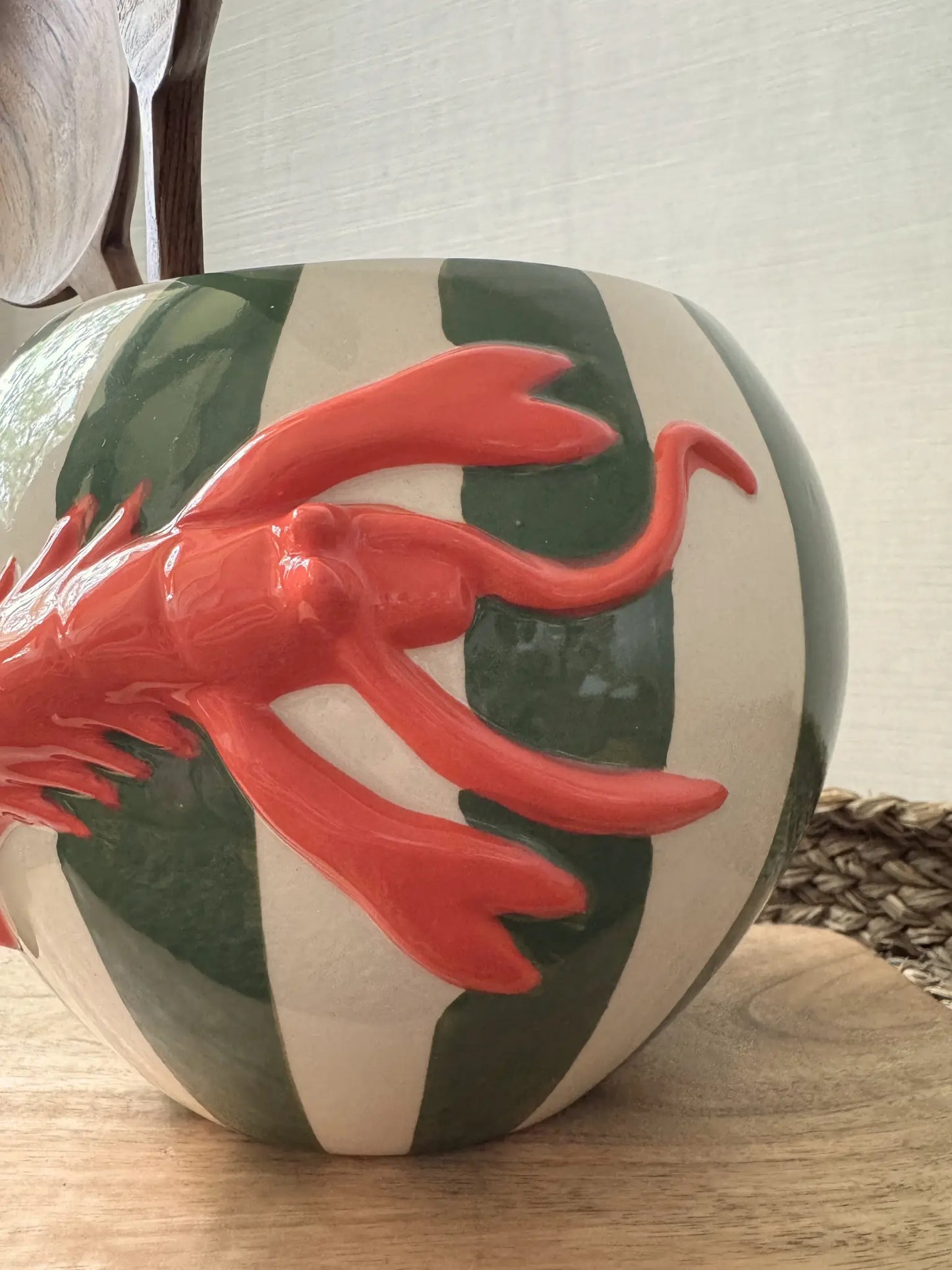 Aardewerk pot kreeft groen