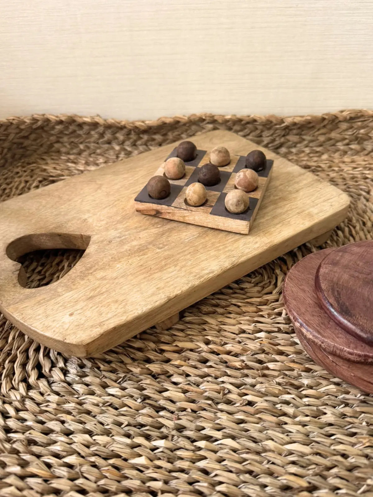 Decoratief boter kaas en eieren spel mangohout