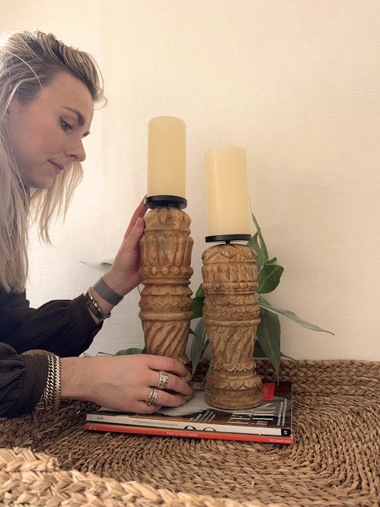 Kaarsenhouder mangohout