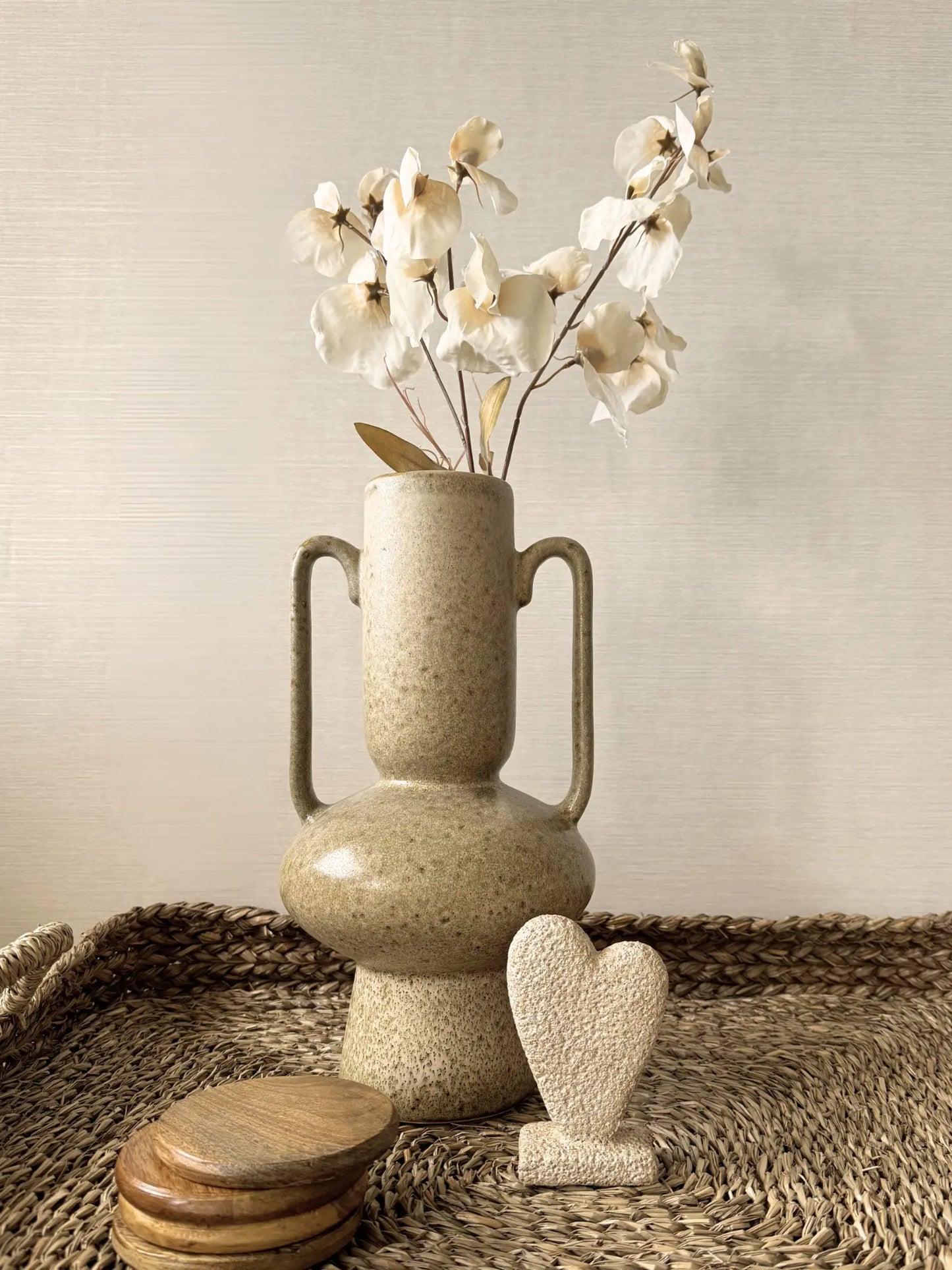 Kunstgroen erwtbloem beige