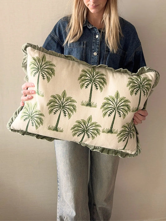 Kussen palm met roezels groen