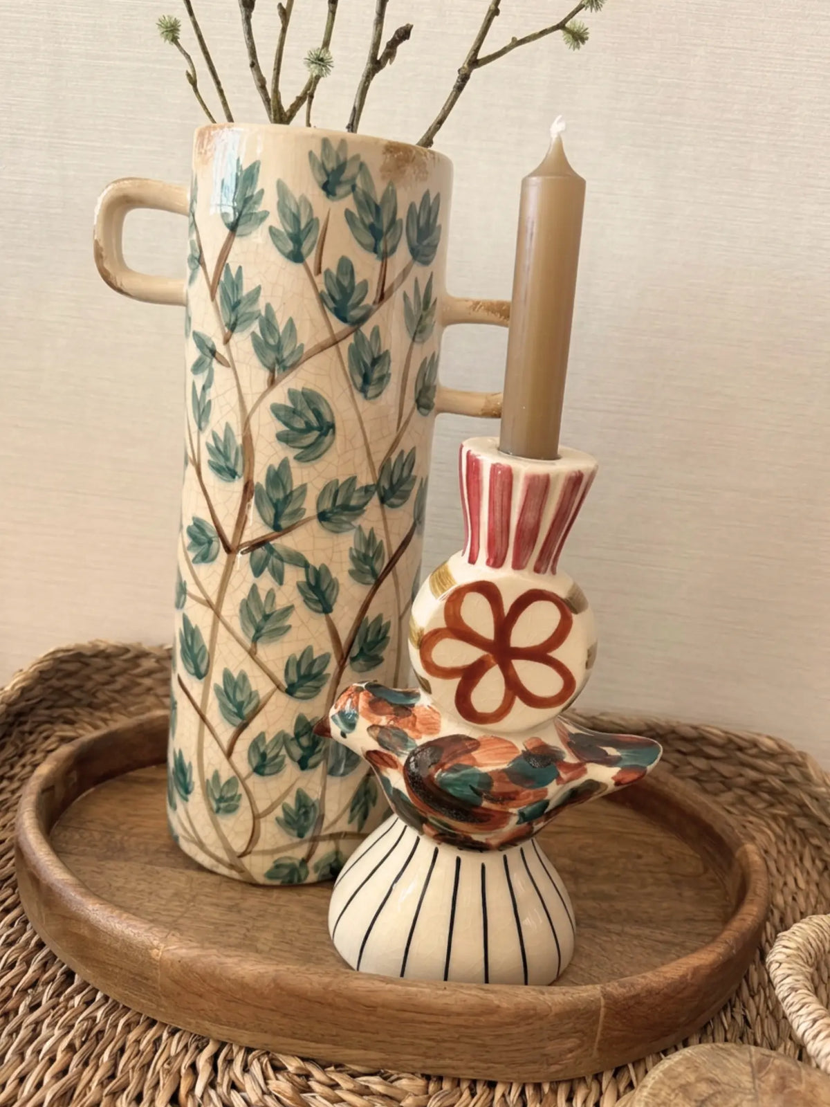 Aardewerk vaas handgeschilderd Midori