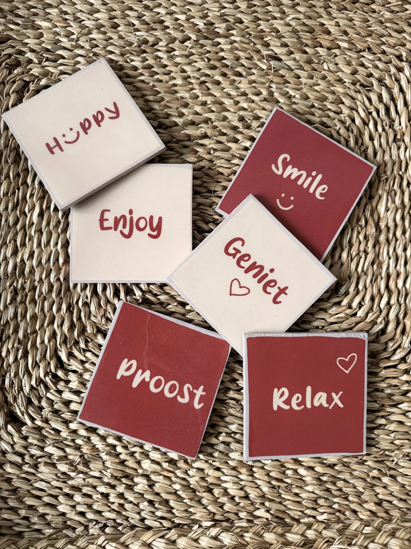 Onderzetters met rekje set van 6 - geniet