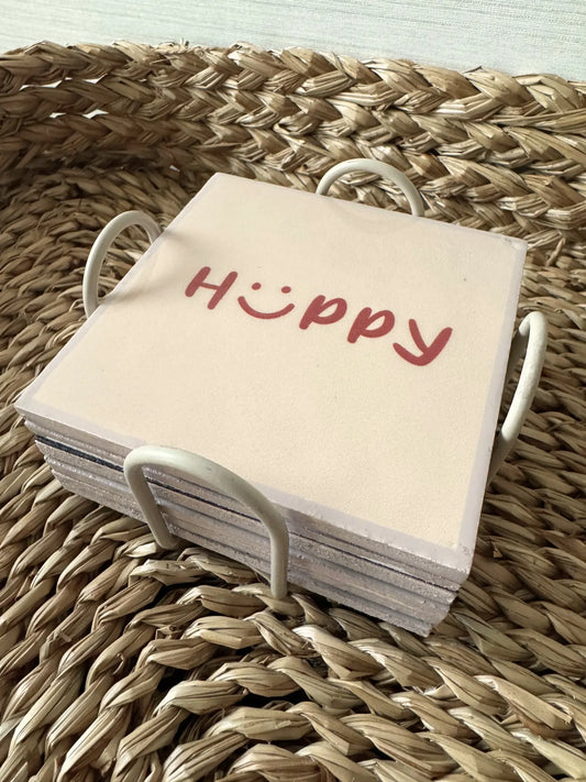 Onderzetters met rekje set van 6 - geniet