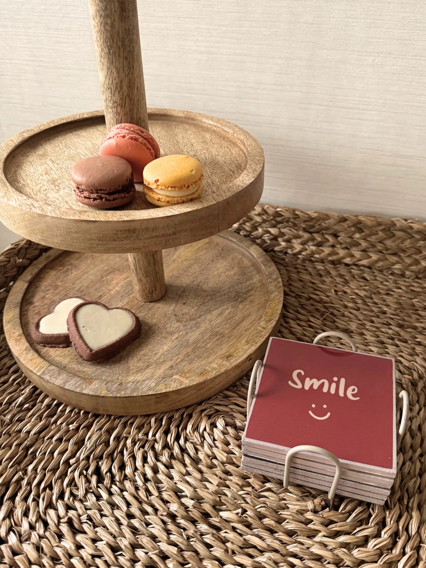 Onderzetters met rekje set van 6 - geniet