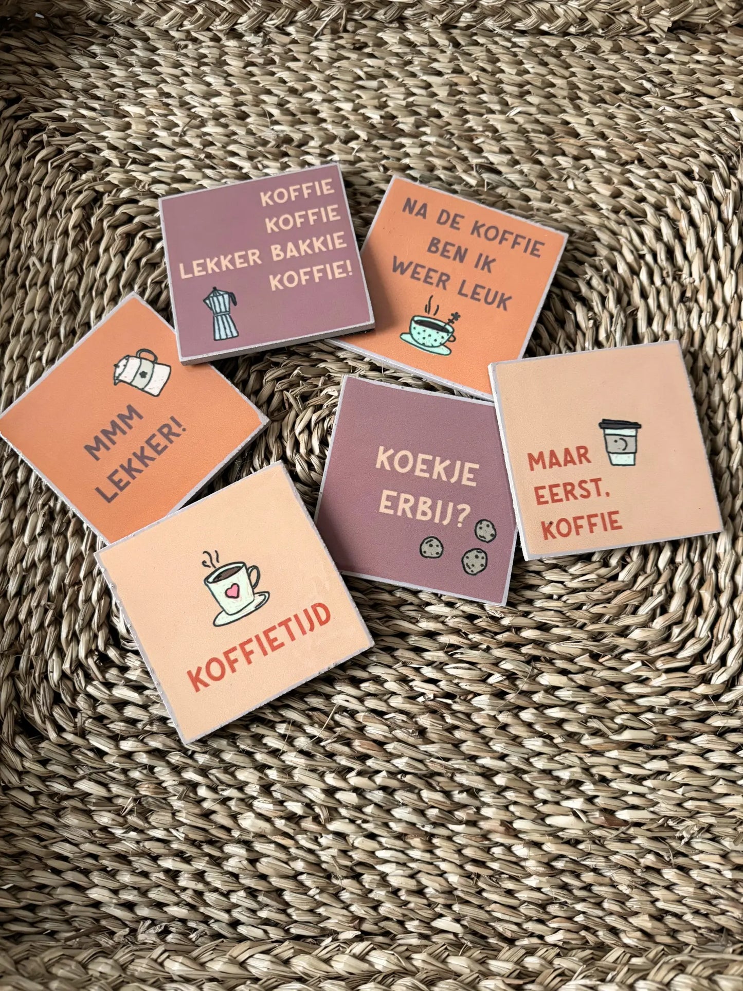 Onderzetters met rekje set van 6 - koffie