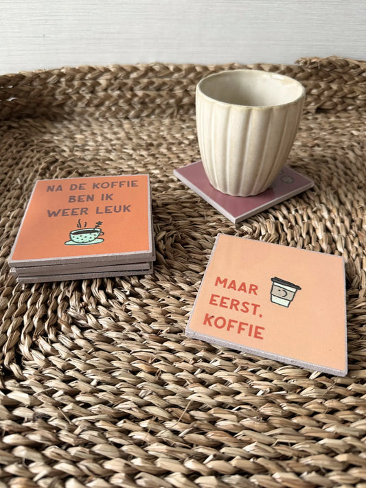 Onderzetters met rekje set van 6 - koffie