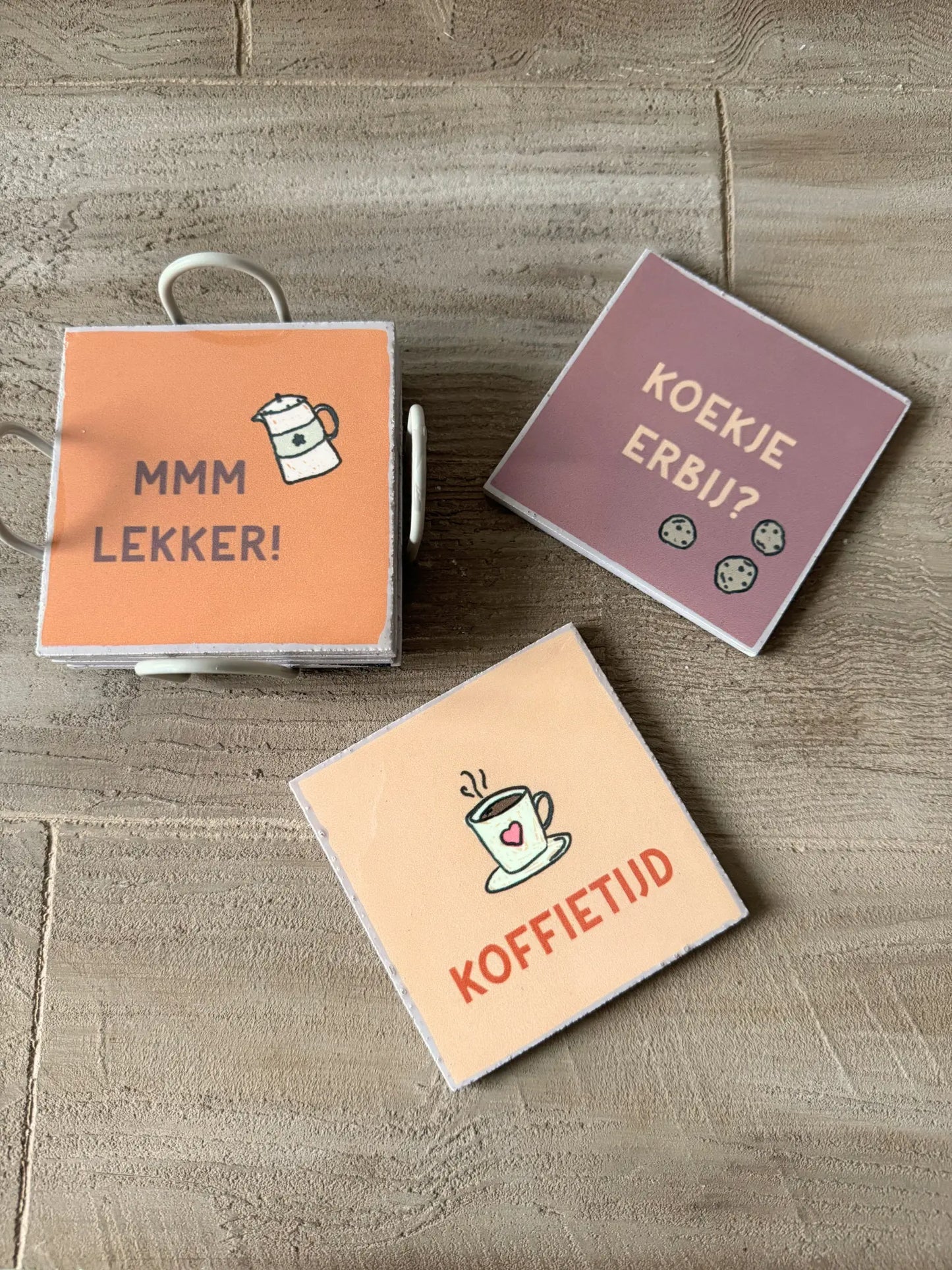 Onderzetters met rekje set van 6 - koffie