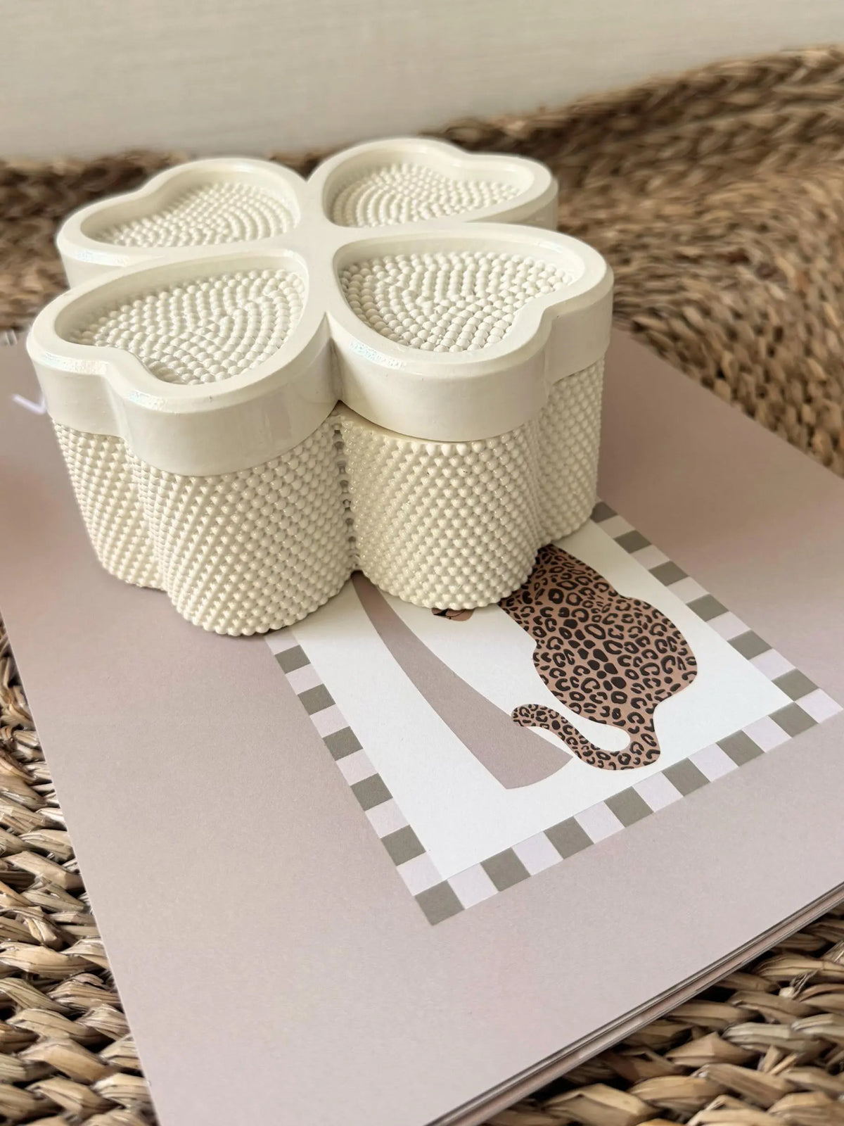 Decoratiebox Clover groen en wit