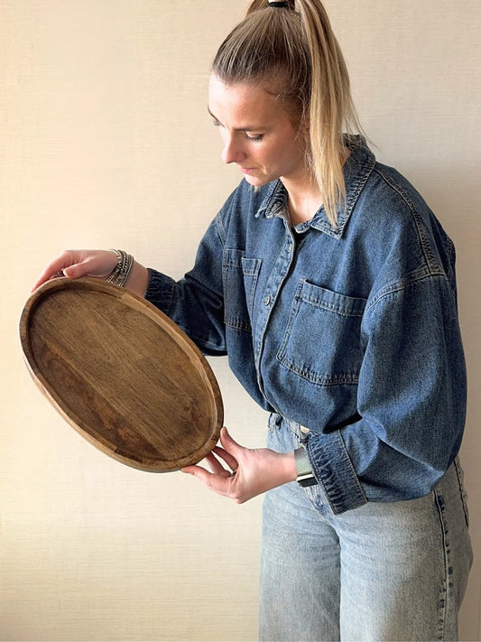 Ovalen houten dienblad