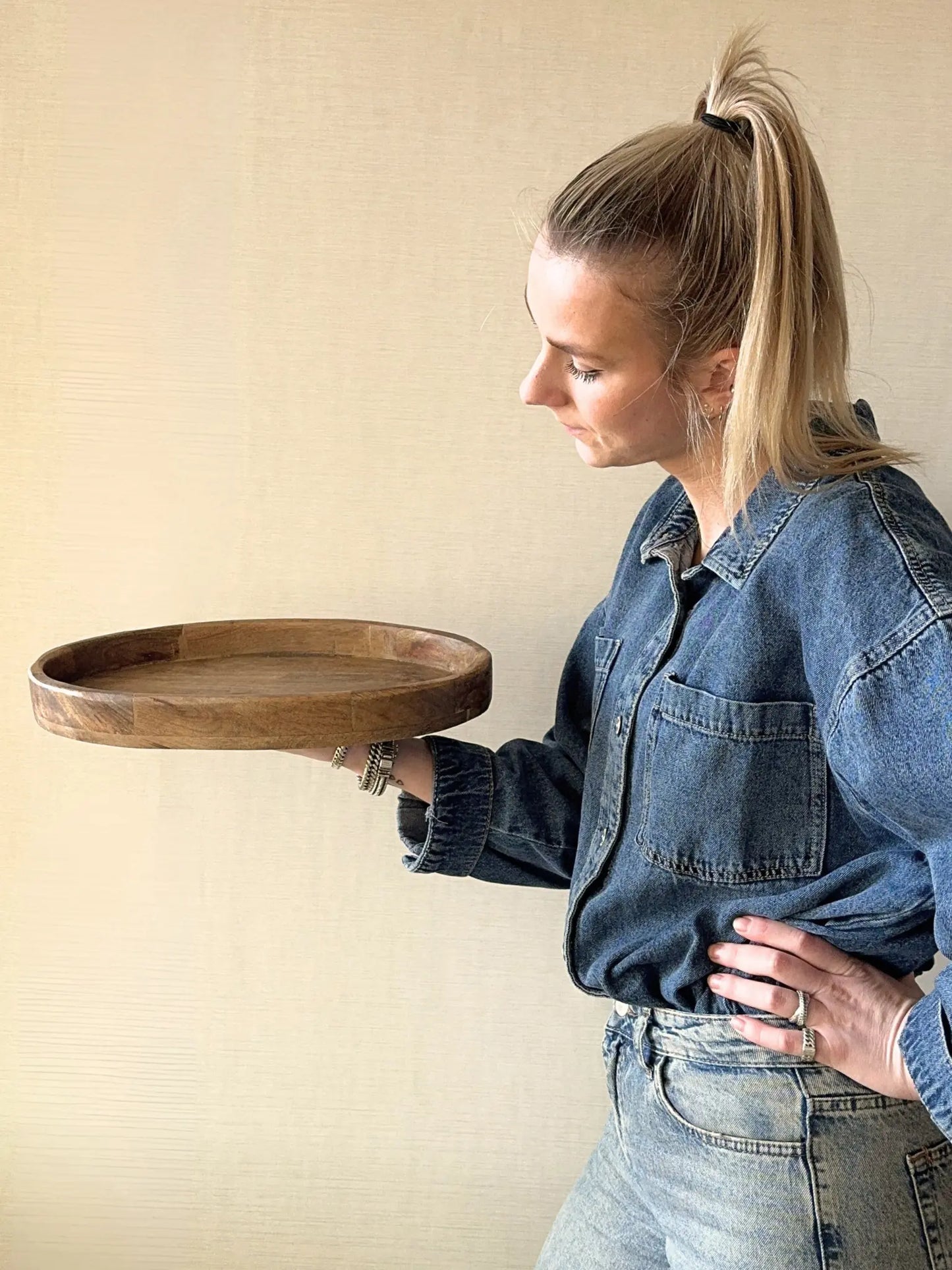 Ovalen houten dienblad