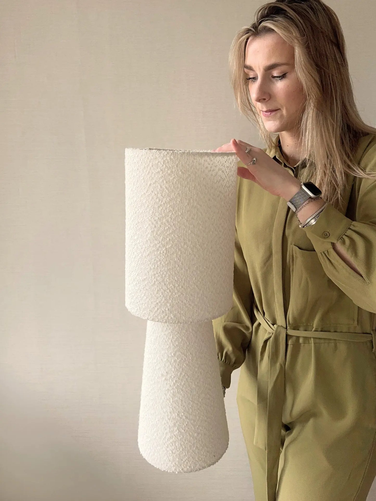 Tafellamp Mikkel bouclé crème